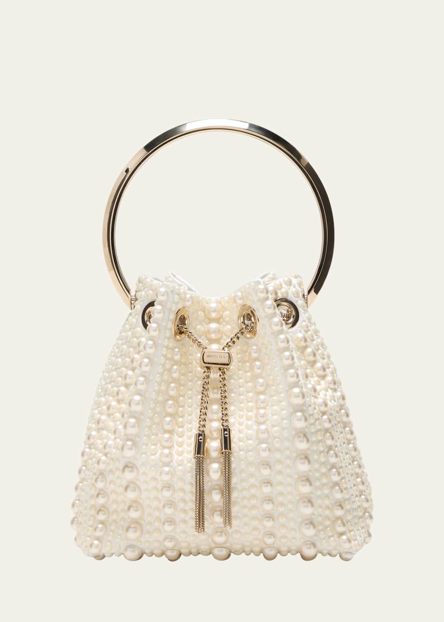 Jimmy Choo Bon Bon Pearly Satin Bucket Bag - Bergdorf Goodman