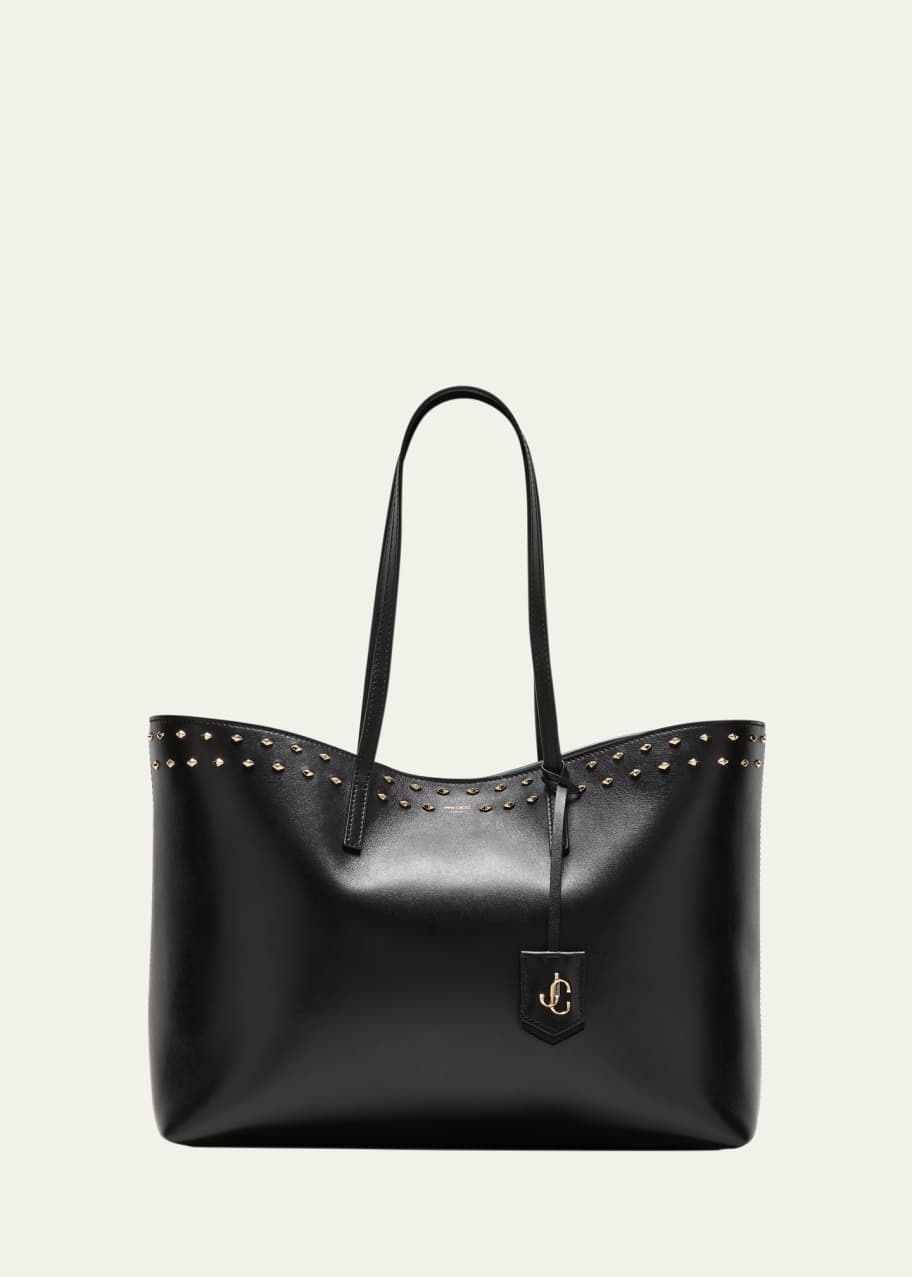 トートバッグ JIMMY CHOO JC EAST WEST TOTE IN LEATHER Cuoio Grained Calf Leather Tote Handbag with JC Emblem