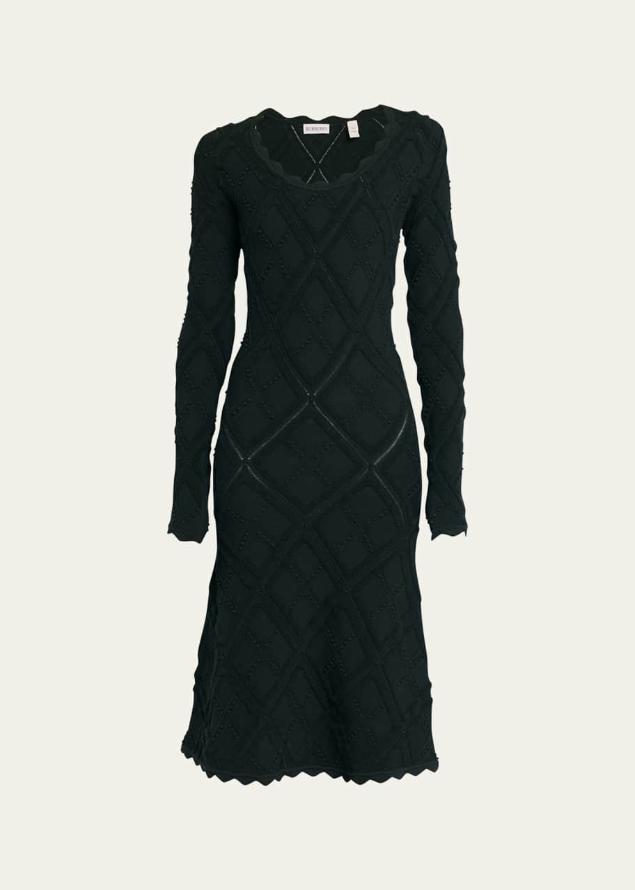 french connection black knit dress Mari Knit Long Sleeve Collared Midi Dress