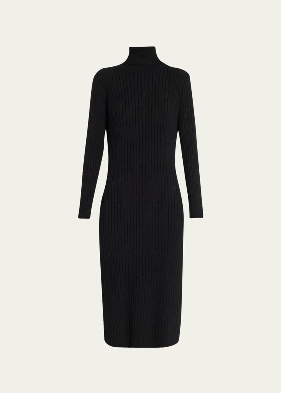 formal long sleeve turtleneck dress Soft Rib Turtleneck Long Sleeve Maxi Dress