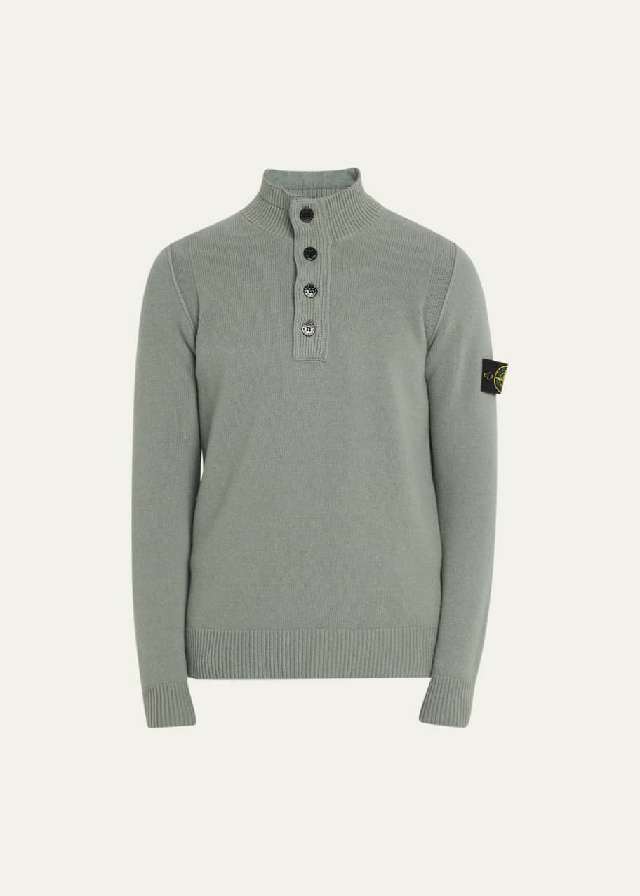 Men s Mock Neck Quarter Button Sweater