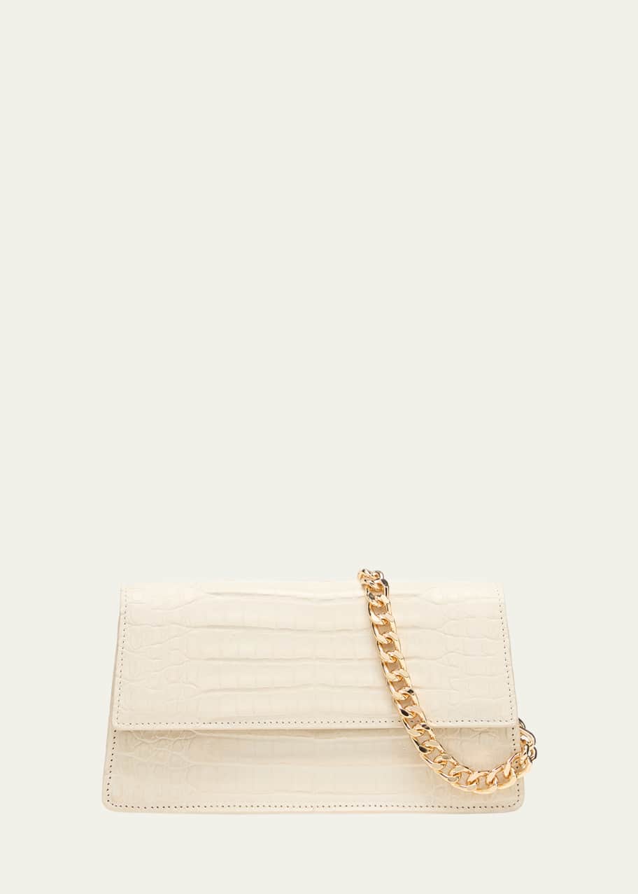 Image 1 of 1: Michelle Crocodile Flap Crossbody Bag