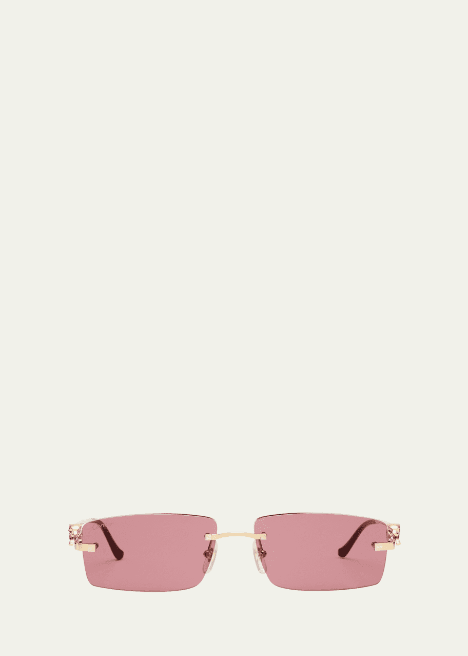 Image 1 of 1: Men's Rimless Metal Rectangle Sunglasses