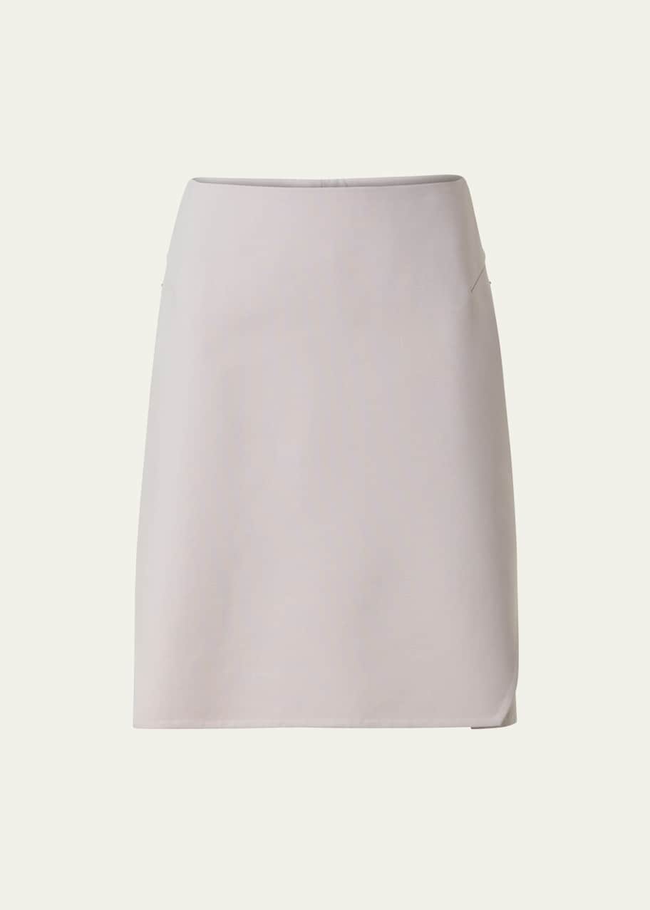 Image 1 of 1: Cotton Short Skirt with Trapezoid Slit Detail