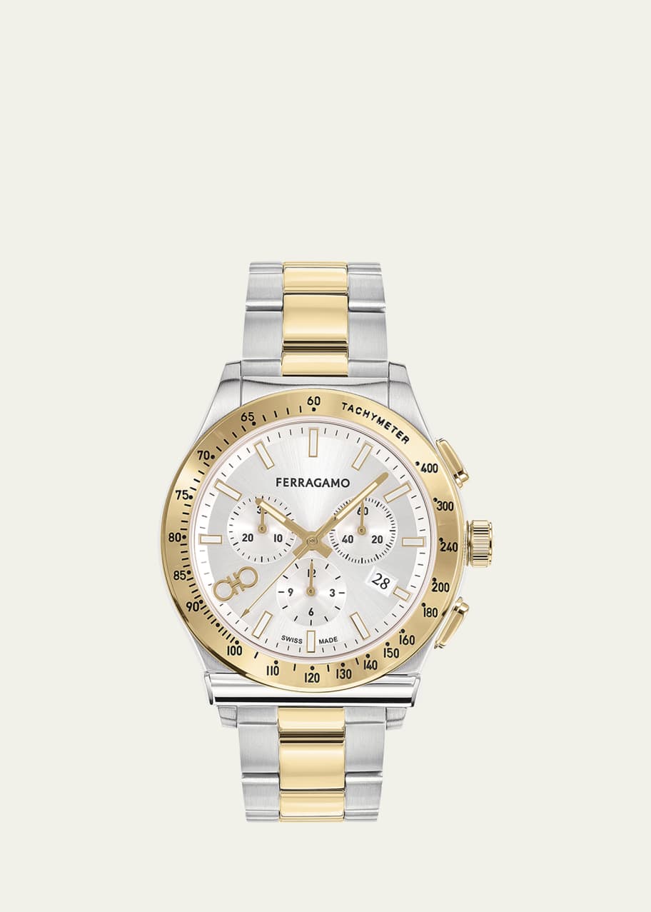 Image 1 of 1: Men's 42mm Ferragamo 1927 Chrono Watch with Bracelet Strap, Two Tone