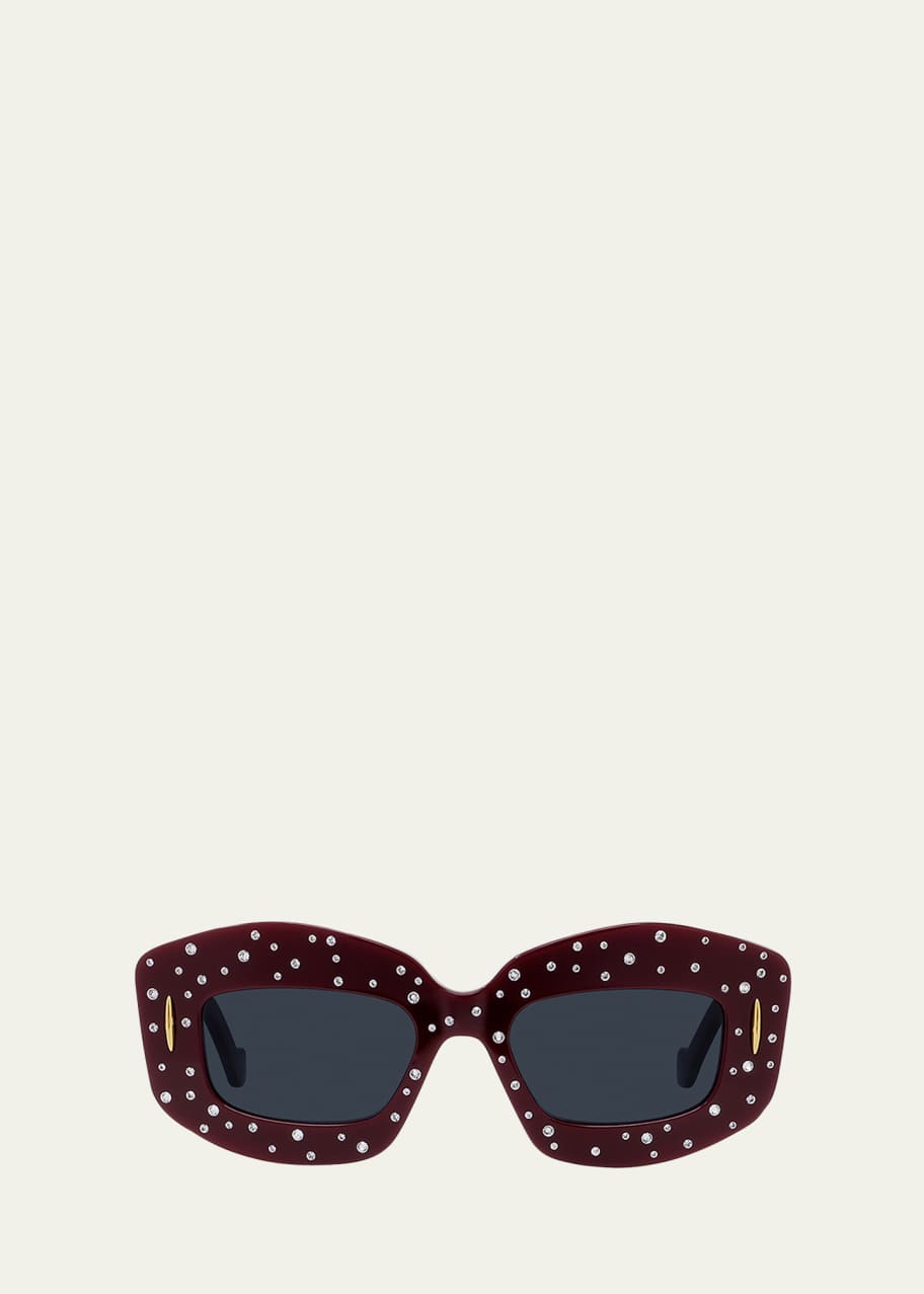 Image 1 of 1: Starry Night Red Acetate Rectangle Sunglasses