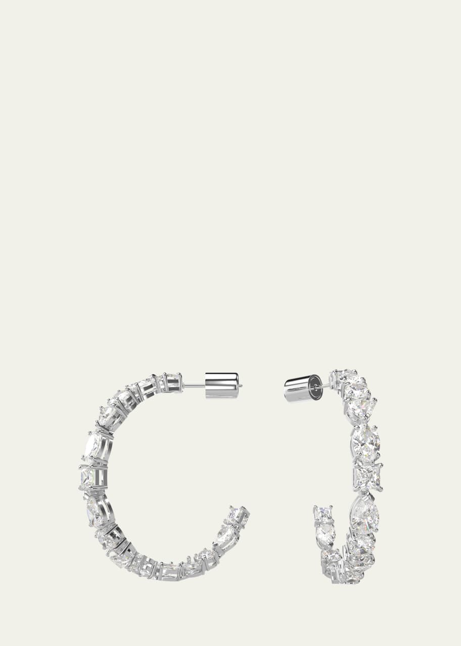 Image 1 of 1: Mesmera Rhodium-Plated MIx-Cut Crystal Hoop Earrings