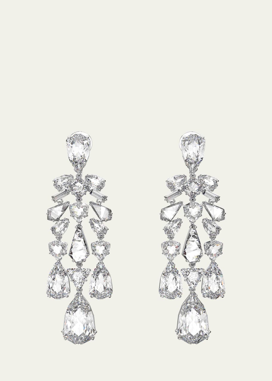 Image 1 of 1: Mesmera Rhodium-Plated Mix-Cut Crystal Dangle Earrings