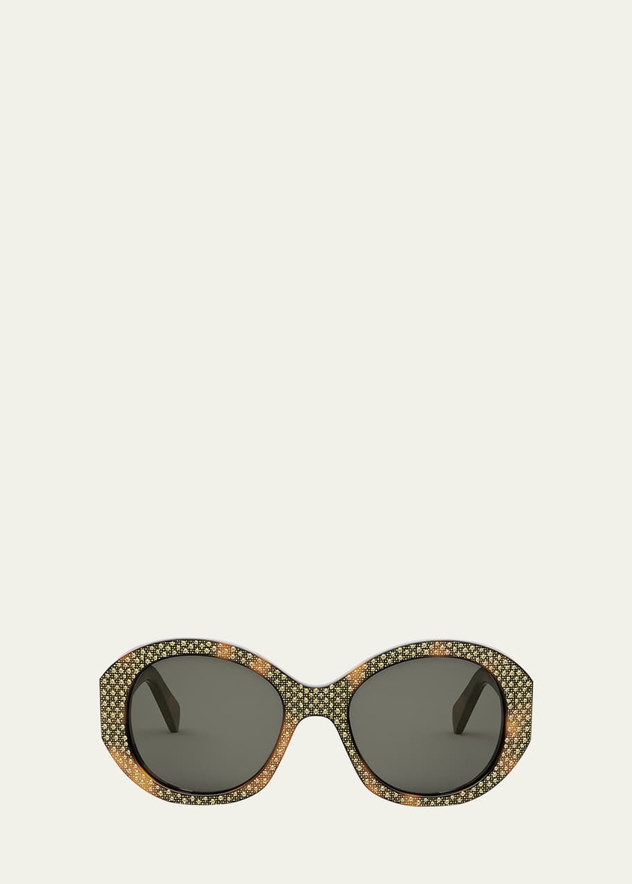 Celine Embellished Brown Acetate Round Sunglasses Bergdorf Goodman