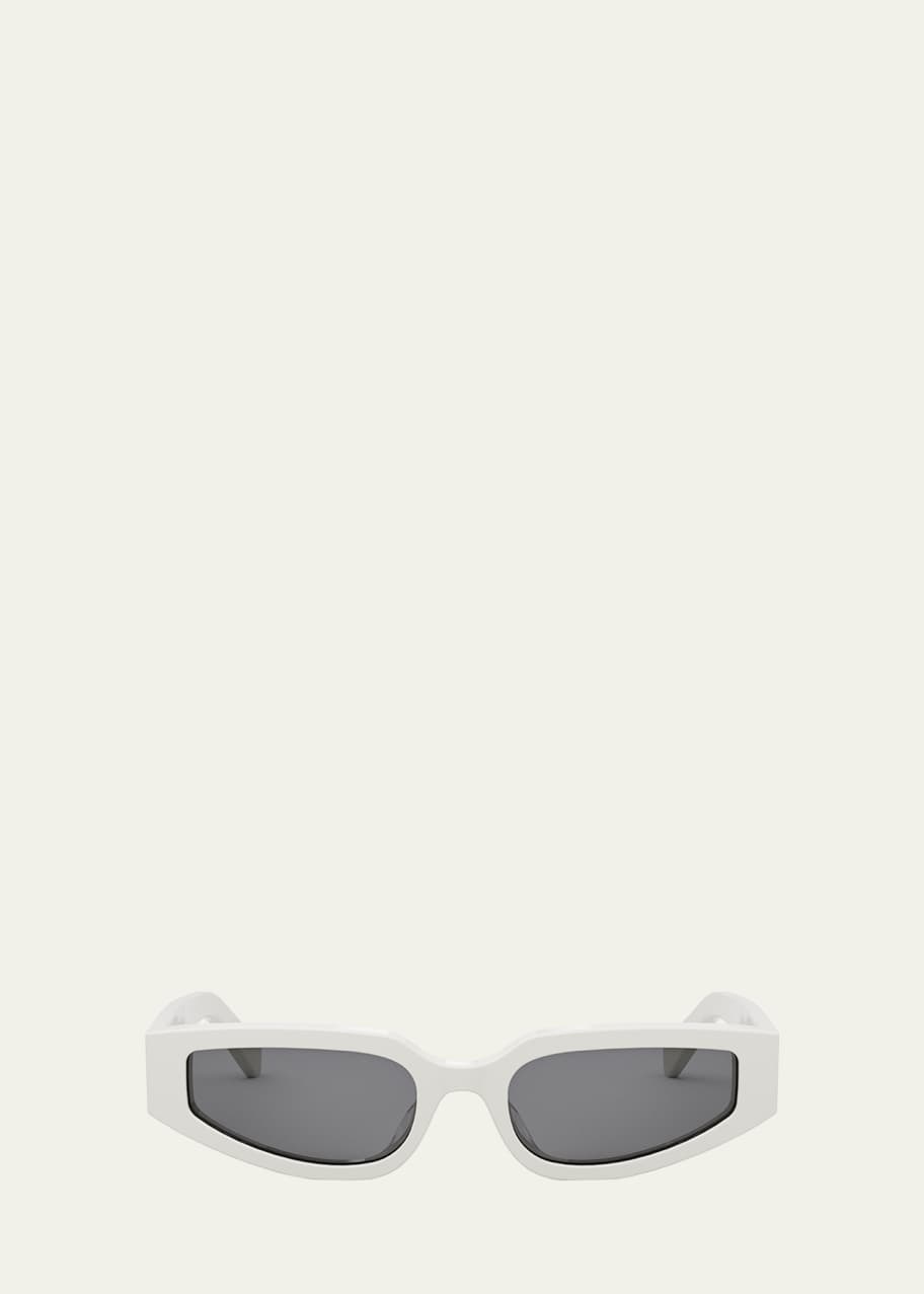 Image 1 of 1: Triomphe Sleek White Acetate Cat-Eye Sunglasses