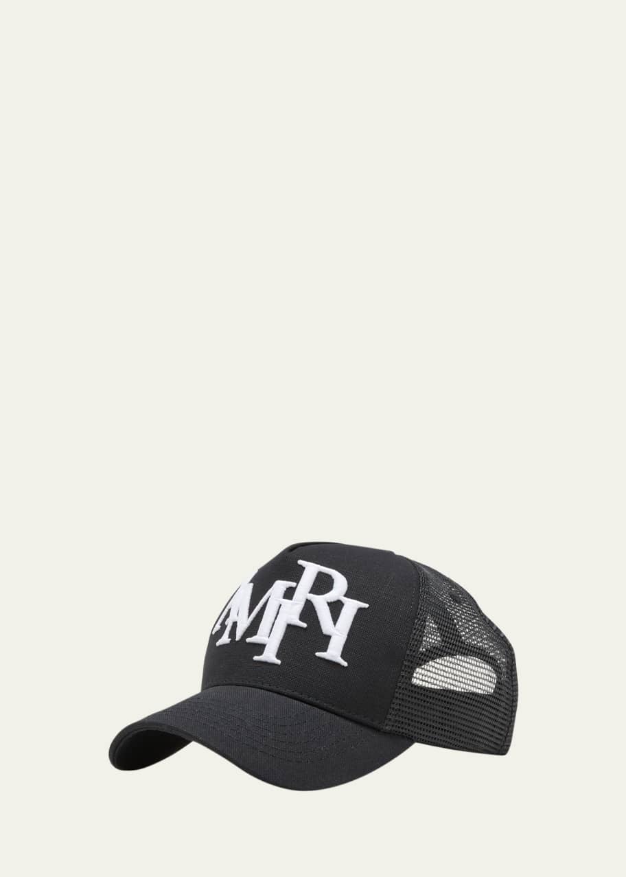 【AMIRI】男性 STAGGERED AMIRI LOGO TRUCKER HAT キャップ STAGGERED AMIRI LOGO TRUCKER - Black/Alabaster | Parallel