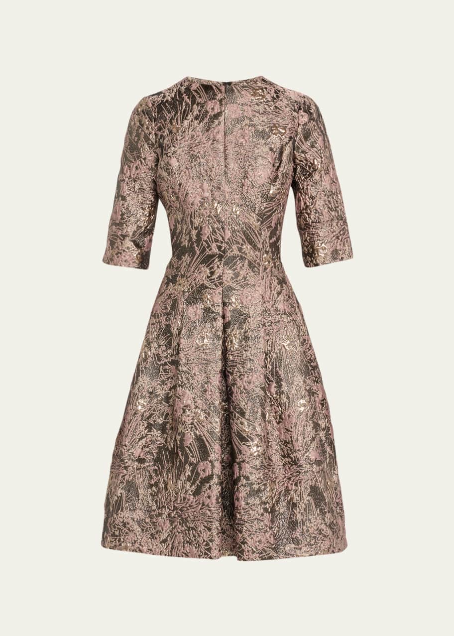 Rickie Freeman for Teri Jon Pleated Metallic Jacquard Knee-Length Dress -  Bergdorf Goodman