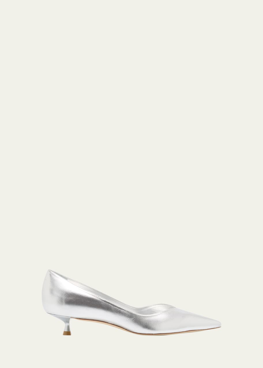 Image 1 of 1: Eva Metallic Kitten-Heel Pumps