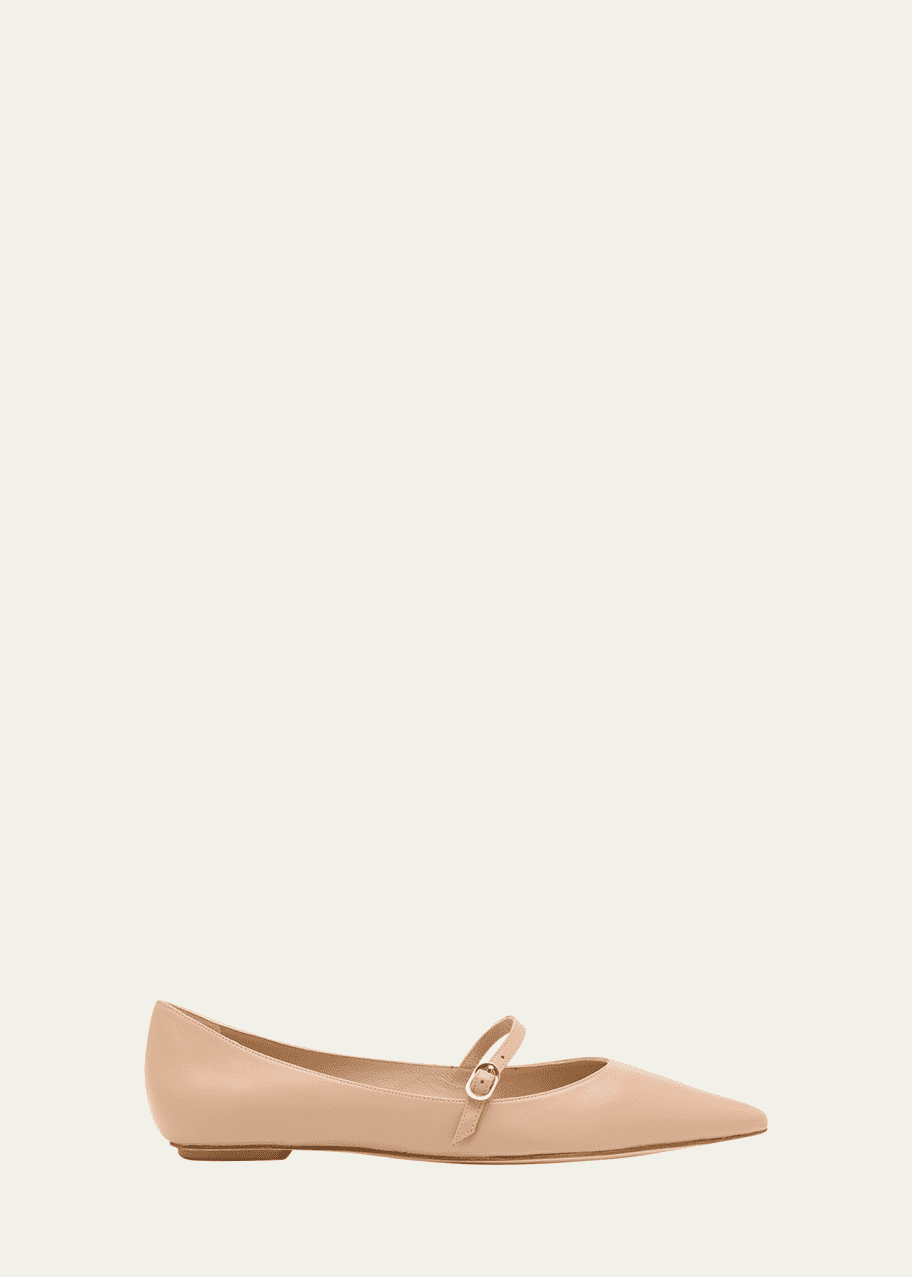 Image 1 of 1: Emilia Leather Mary Jane Ballerina Flats