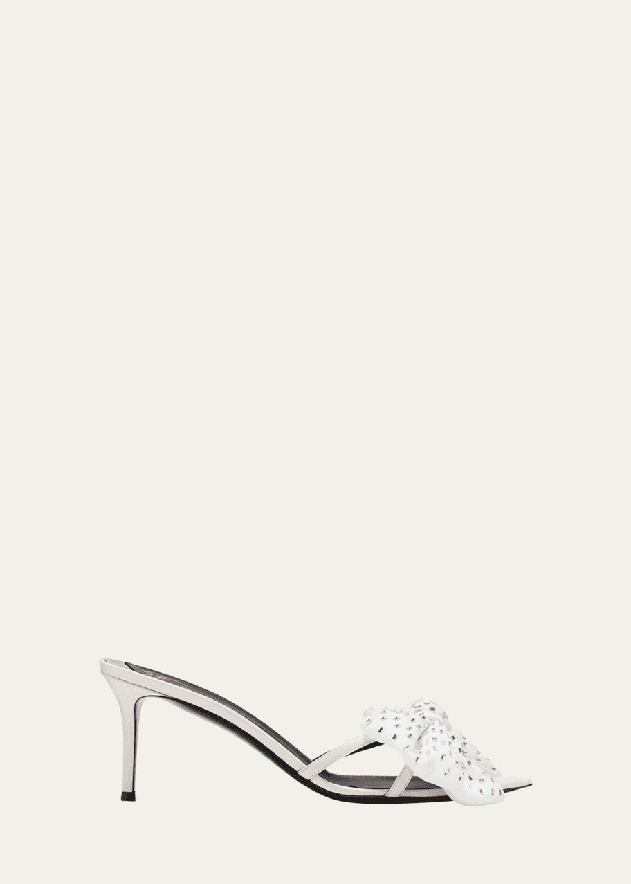 Image 1 of 1: Crystal Bow Stiletto Slide Sandals