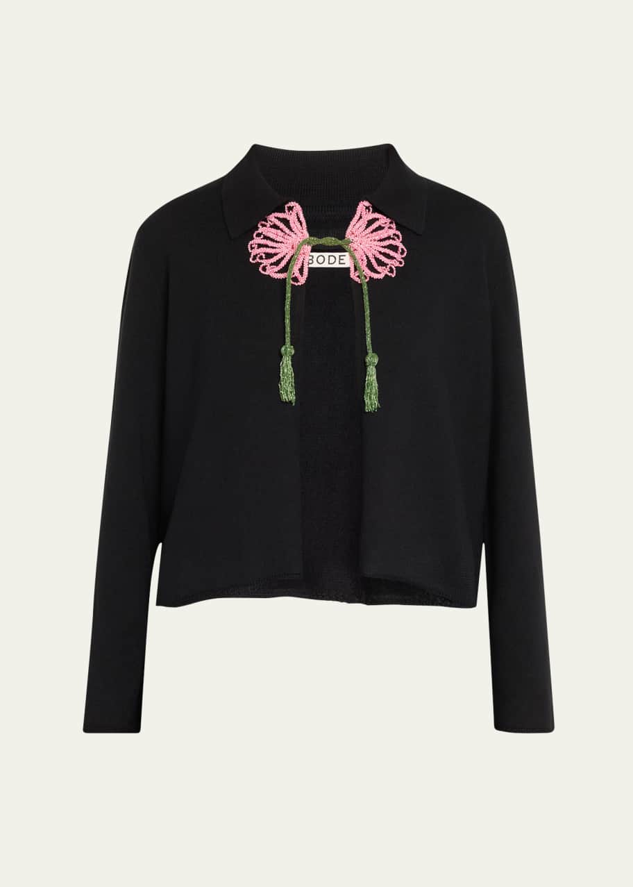 Image 1 of 1: Abilene Beaded Flower Wool Cardigan