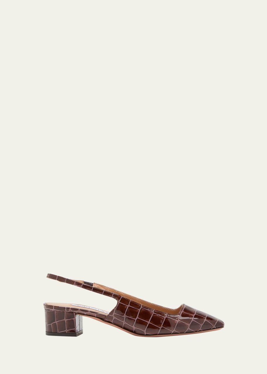 Image 1 of 1: Ginza Croco Slingback Ballerina Pumps