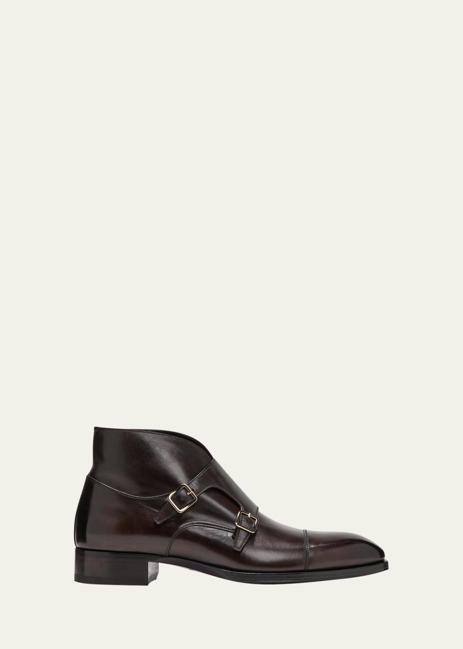 BURNISHED LEATHER ELKAN MONK STRAP TOM FORD Elkan Monk Strap in Black | FWRD main image 3