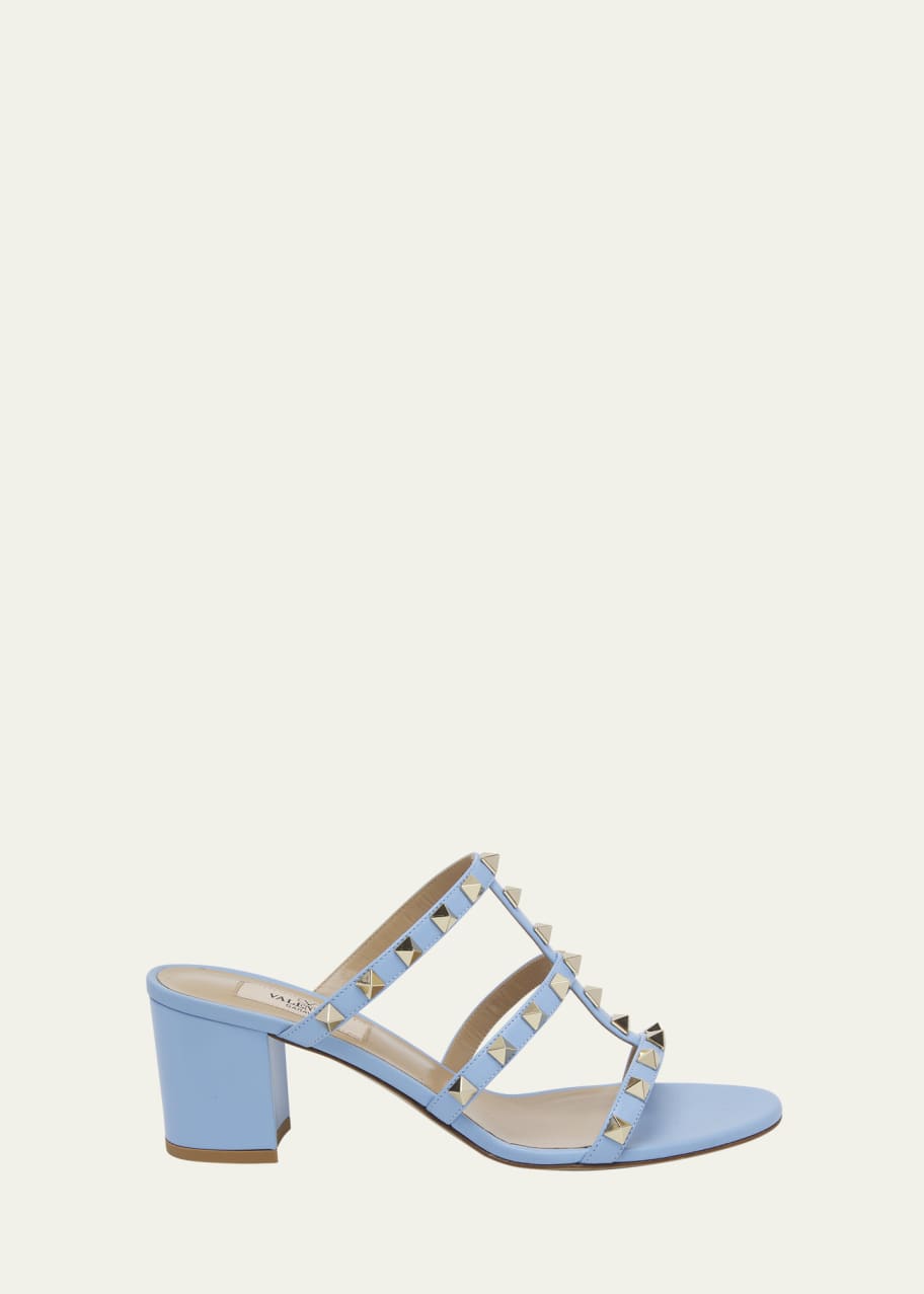 Valentino Garavani Rockstud Caged BlockHeel Slide Sandals Bergdorf