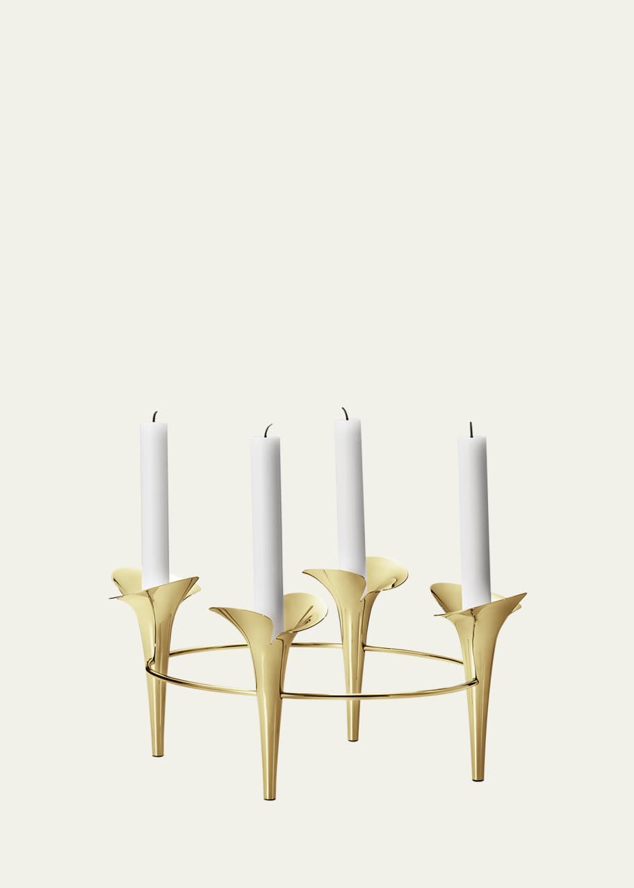 Image 1 of 1: Bloom 18K Gold-Plated Taper Candleholder