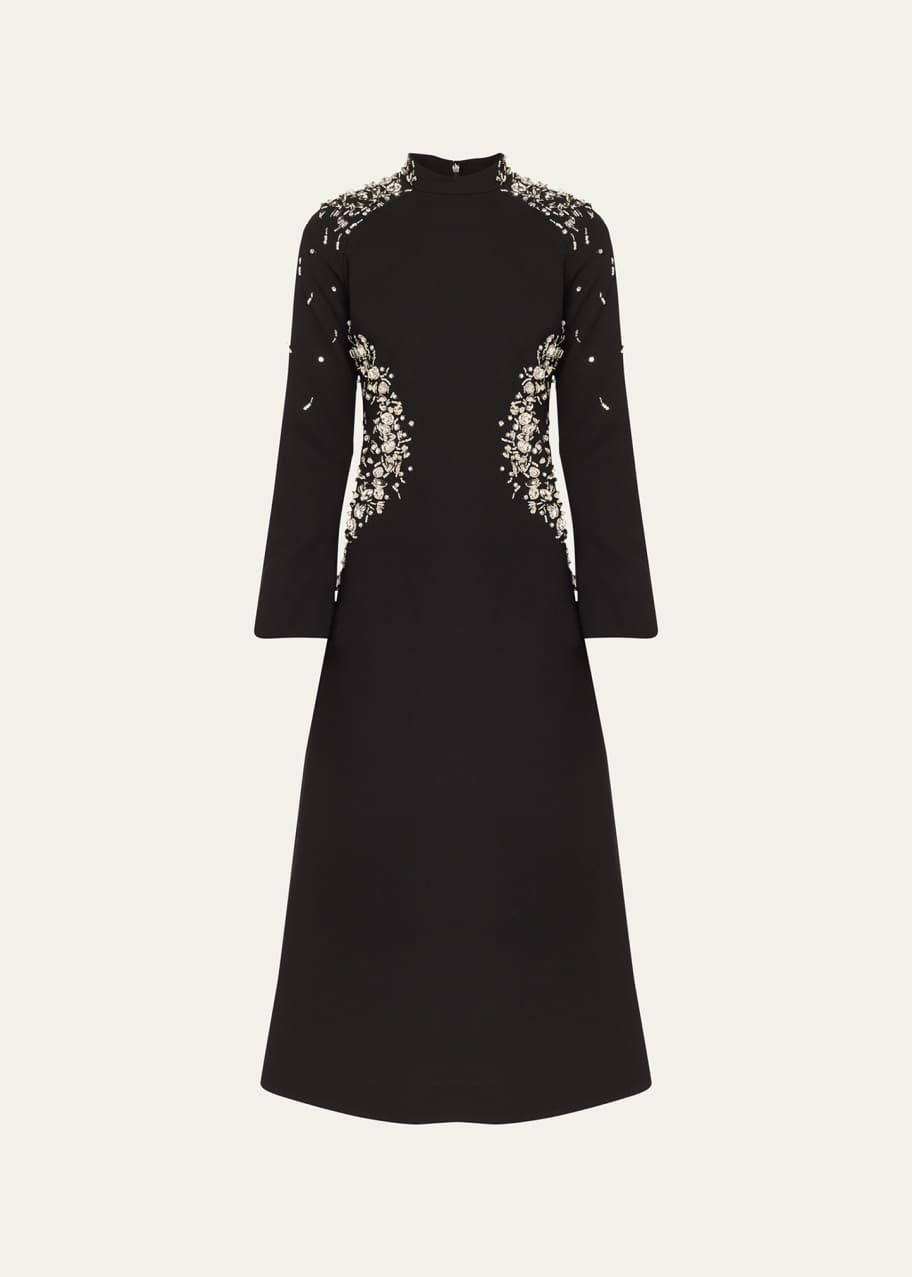 knee length dresses for ladies Meimeij Black Bell Sleeve Midi Dress – Timeless
