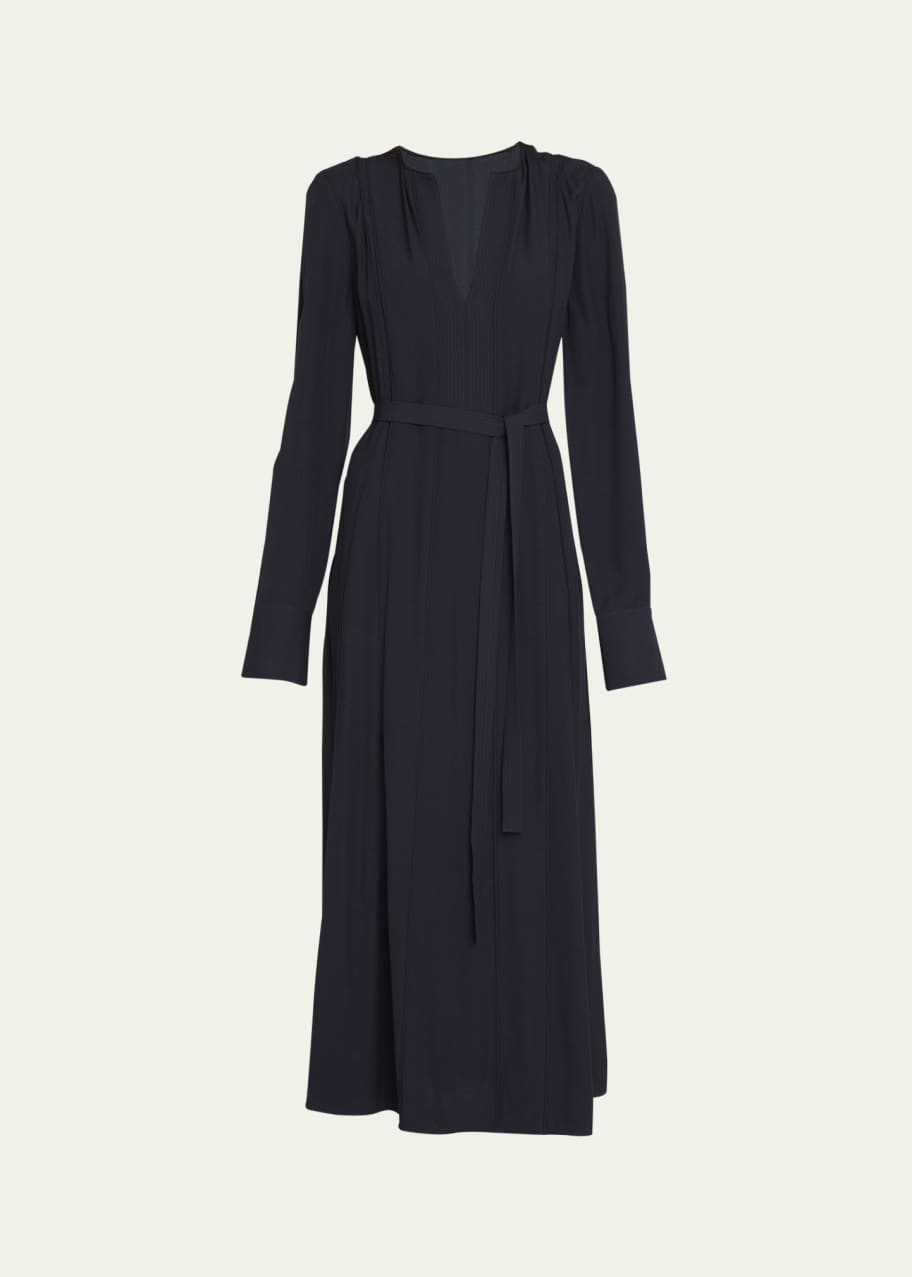 knee length dresses for ladies Rust Gauze Belted Shirt Midi Dress main image 1