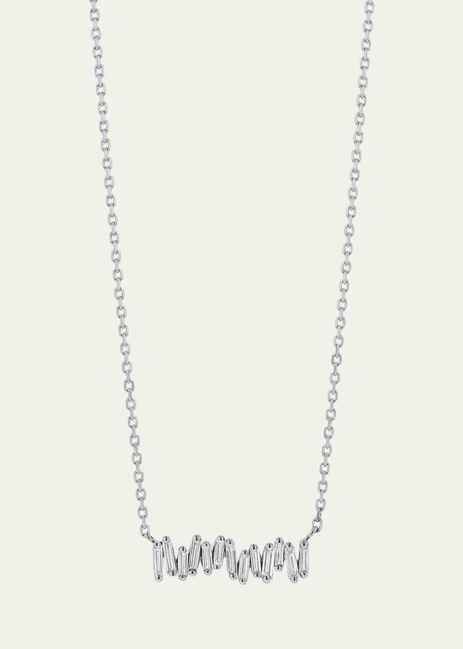 Image 1 of 1: 18k White Gold Fireworks Baguette Diamond Necklace