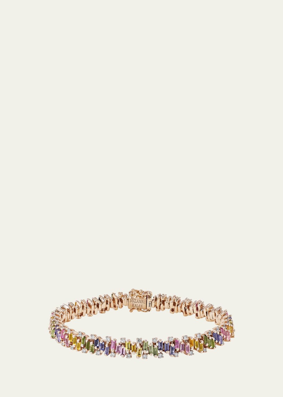 Image 1 of 1: 18K Rose Gold Pastel Sapphire and Diamond Tennis Bracelet