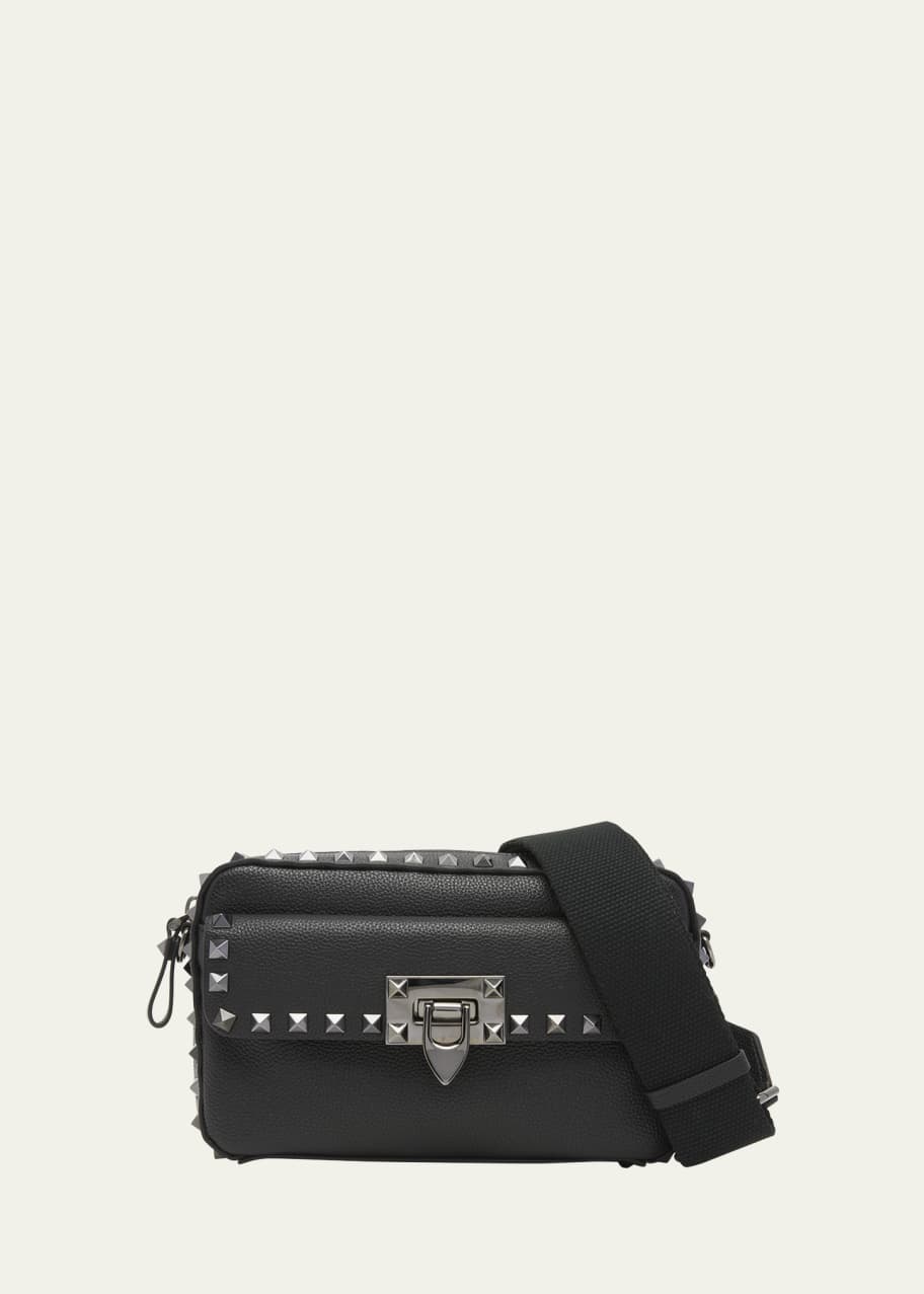 ショルダーバッグ・ポシェット Valentino Garavani Rockstud Grainy Leather Hobo Bag Rockstud Hobo Bag In Grainy Calfskin for Woman in Saddle