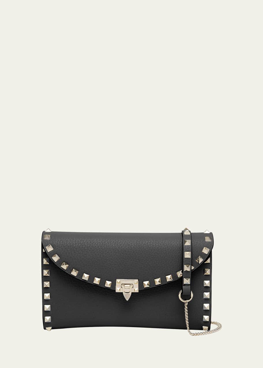 Valentino Garavani Rockstud Flap Leather Wallet on Chain Bergdorf Goodman