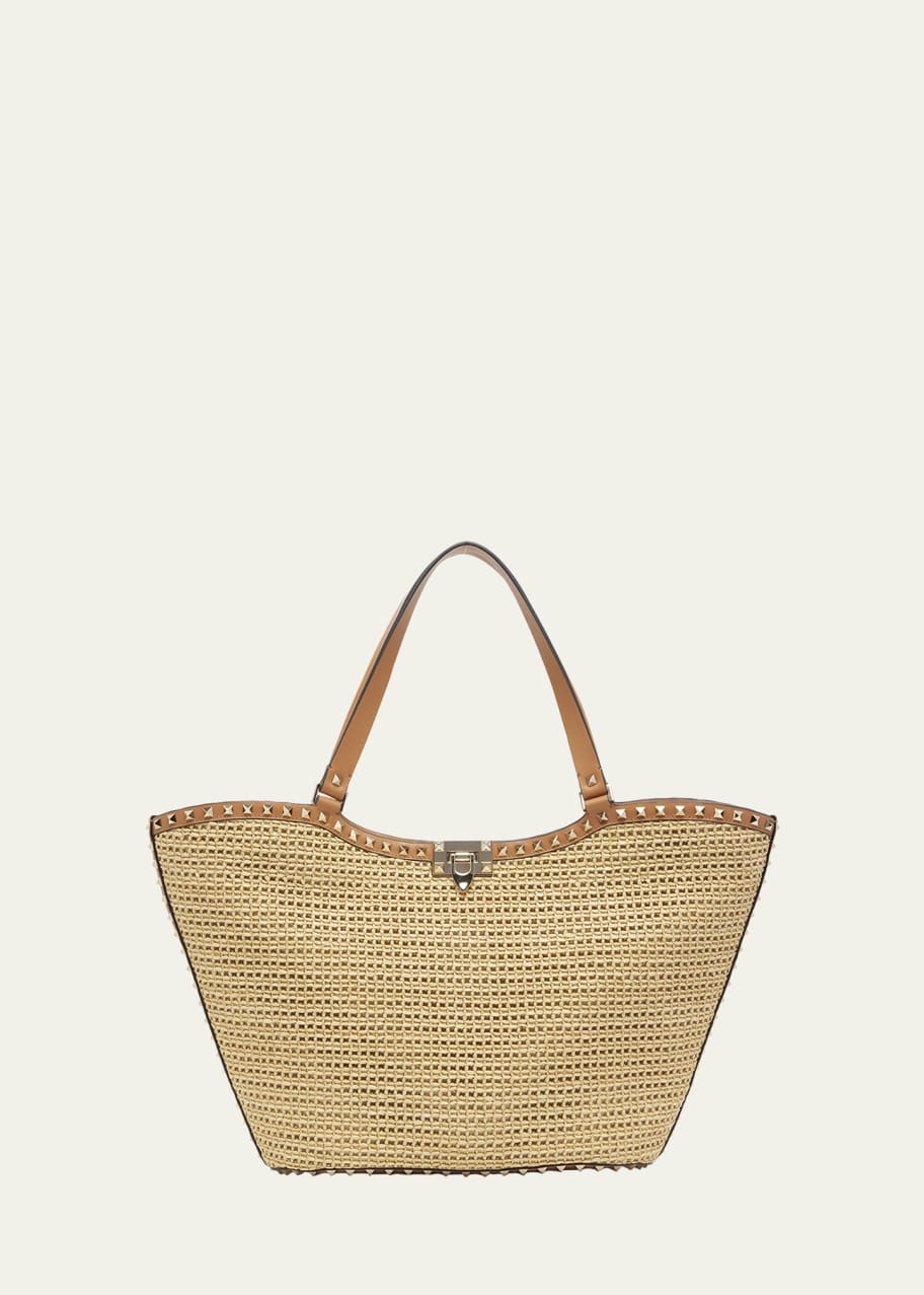 Image 1 of 1: Rockstud Raffia Garden Tote Bag