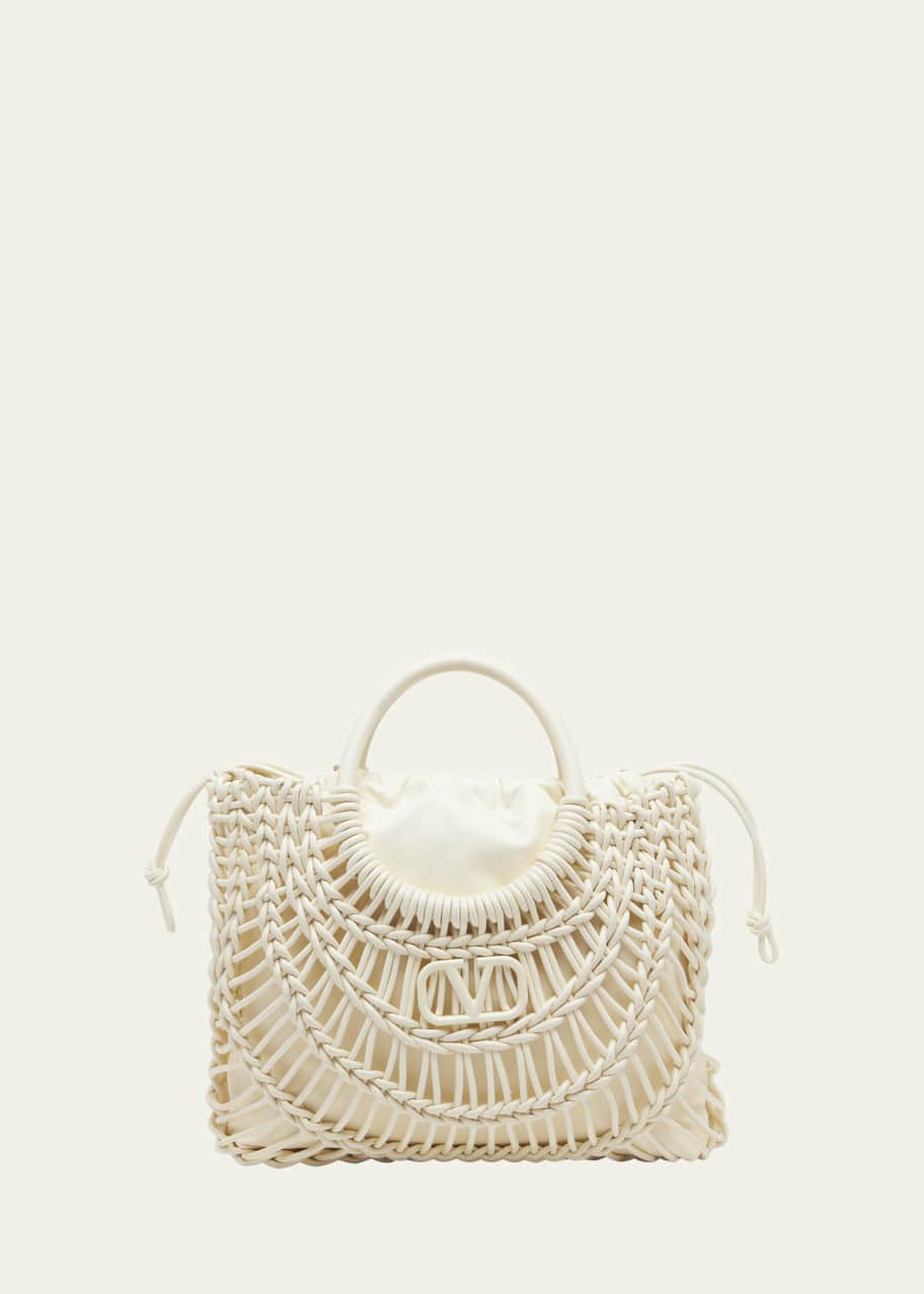 Image 1 of 1: Allover Knot Braided Drawstring Tote Bag