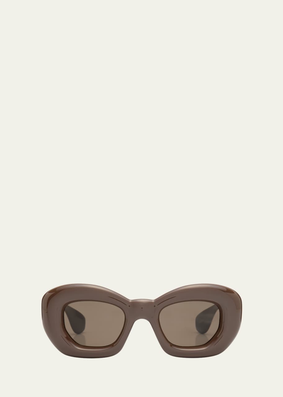 Image 1 of 1: Inflated Brown Acetate Butterfly Sunglasses