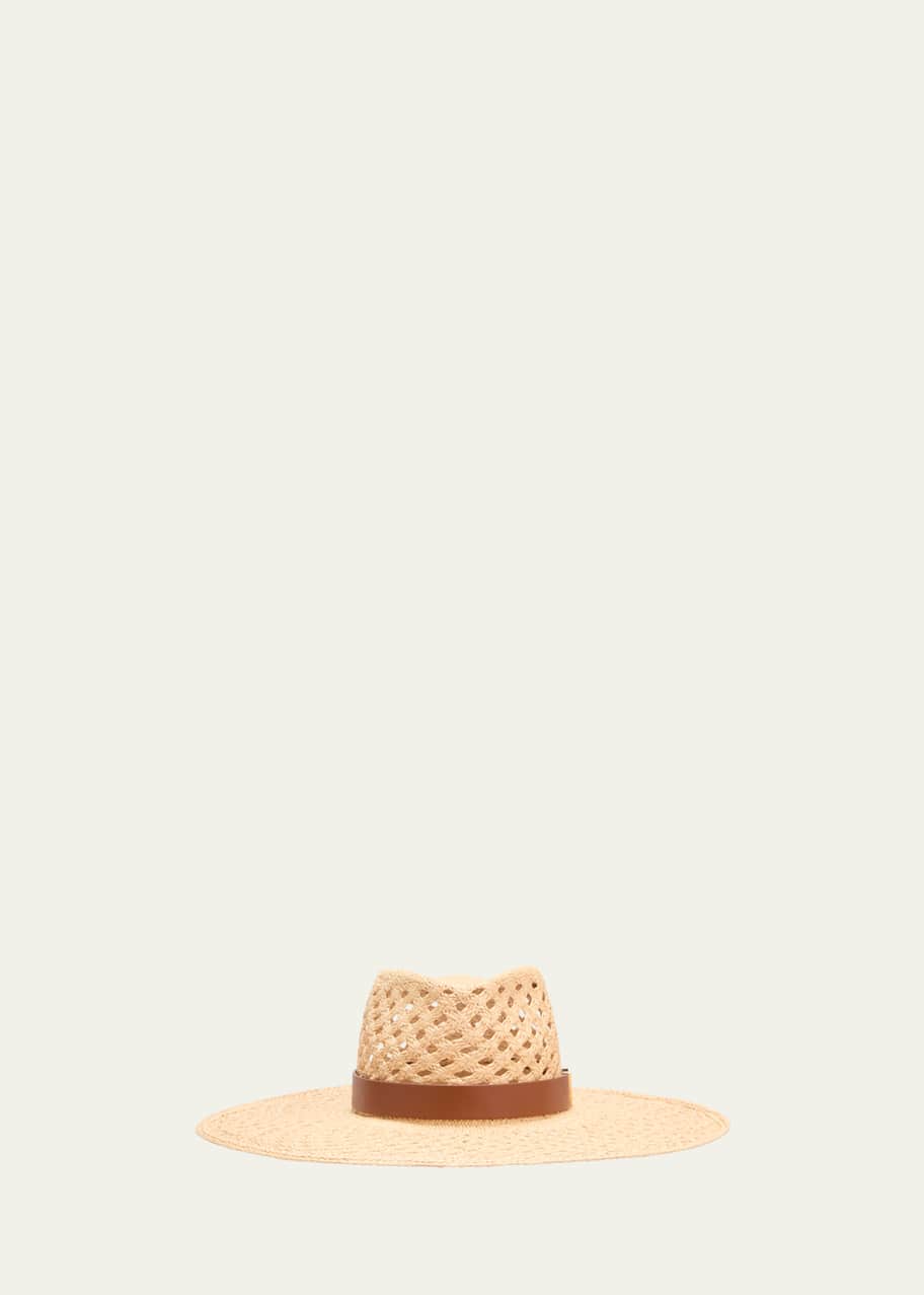 Image 1 of 1: V-Signature Panama Hat With Leather Band