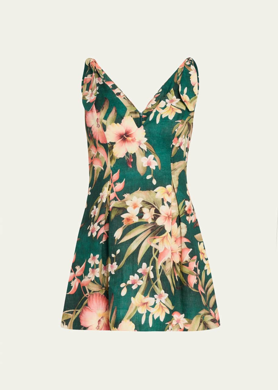 green floral tie dress Olive Green Floral Tie Waist Midi Dress – Confetti Boutique main image 1