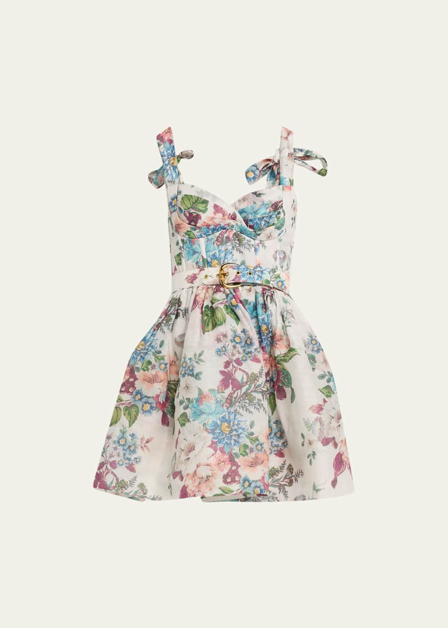 strapless open back dress Zimmermann Acacia Scallop Mini Dress Pink Floral Spaghetti – Naked Pear