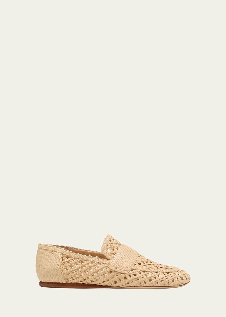 Image 1 of 1: Davis Flat Raffia Loafers
