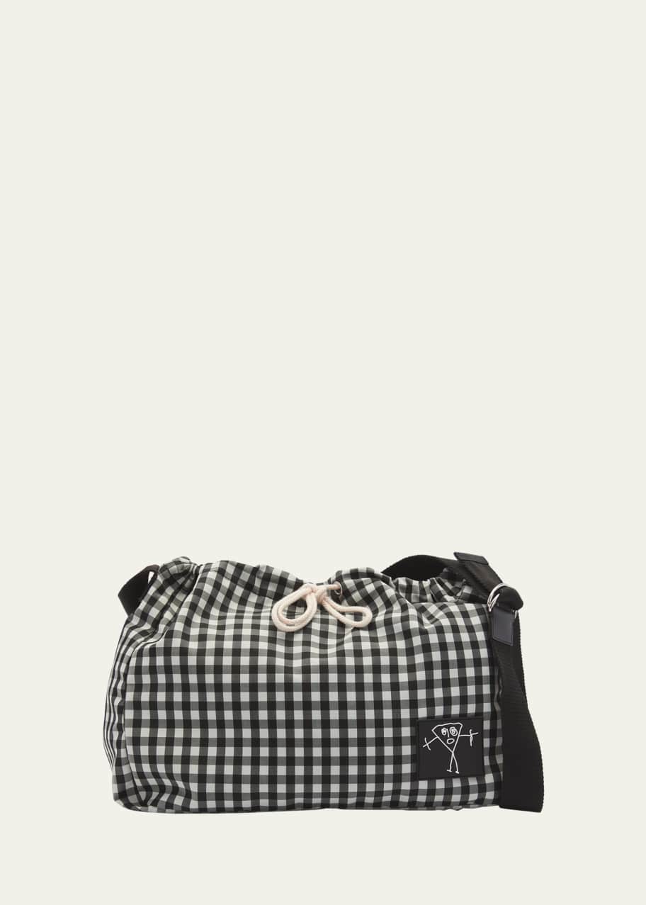 Image 1 of 1: Medium Check Drawstring Shopping Crossbody Bag