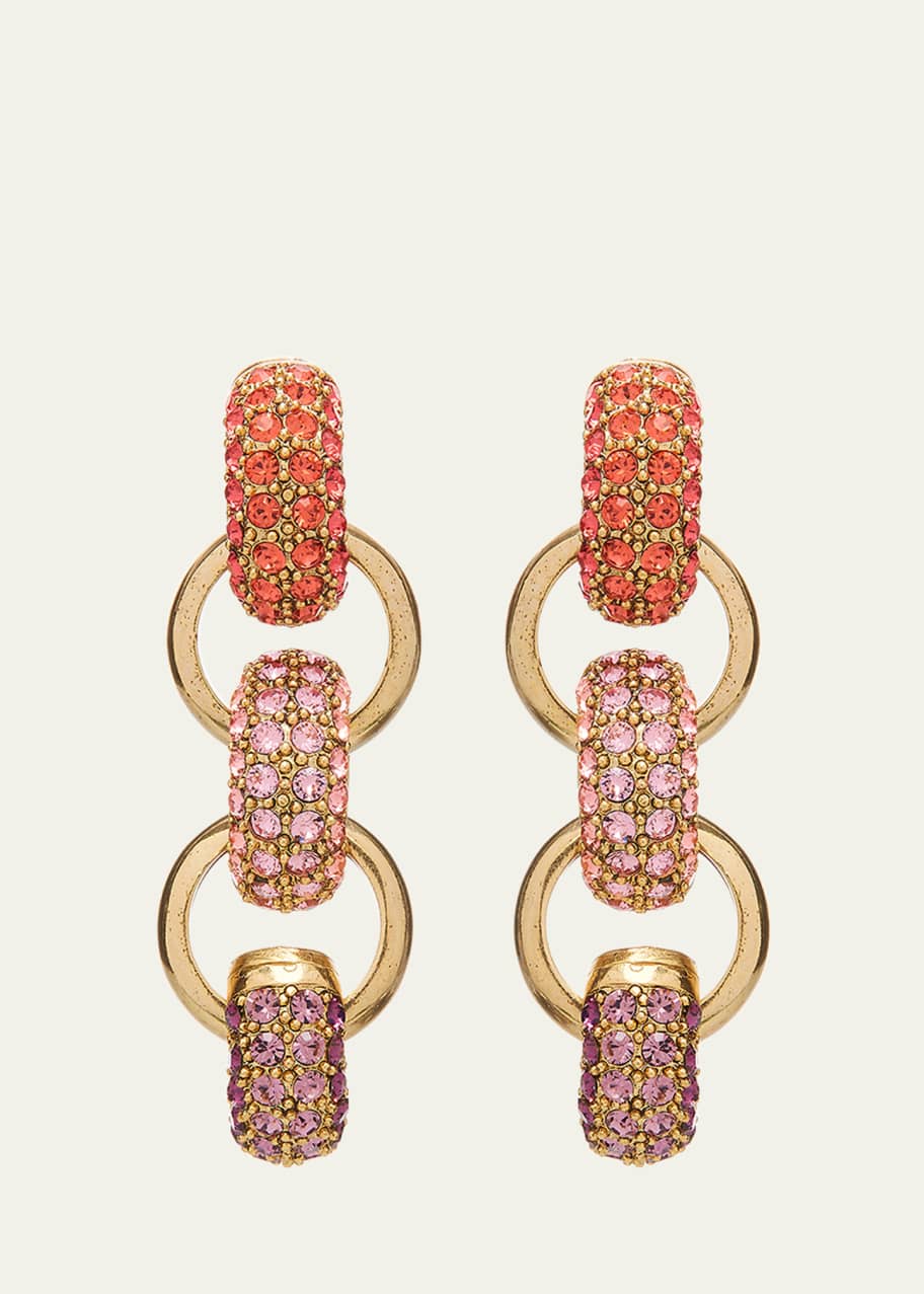 Image 1 of 1: Pave Bull Horn Double Link Earrings