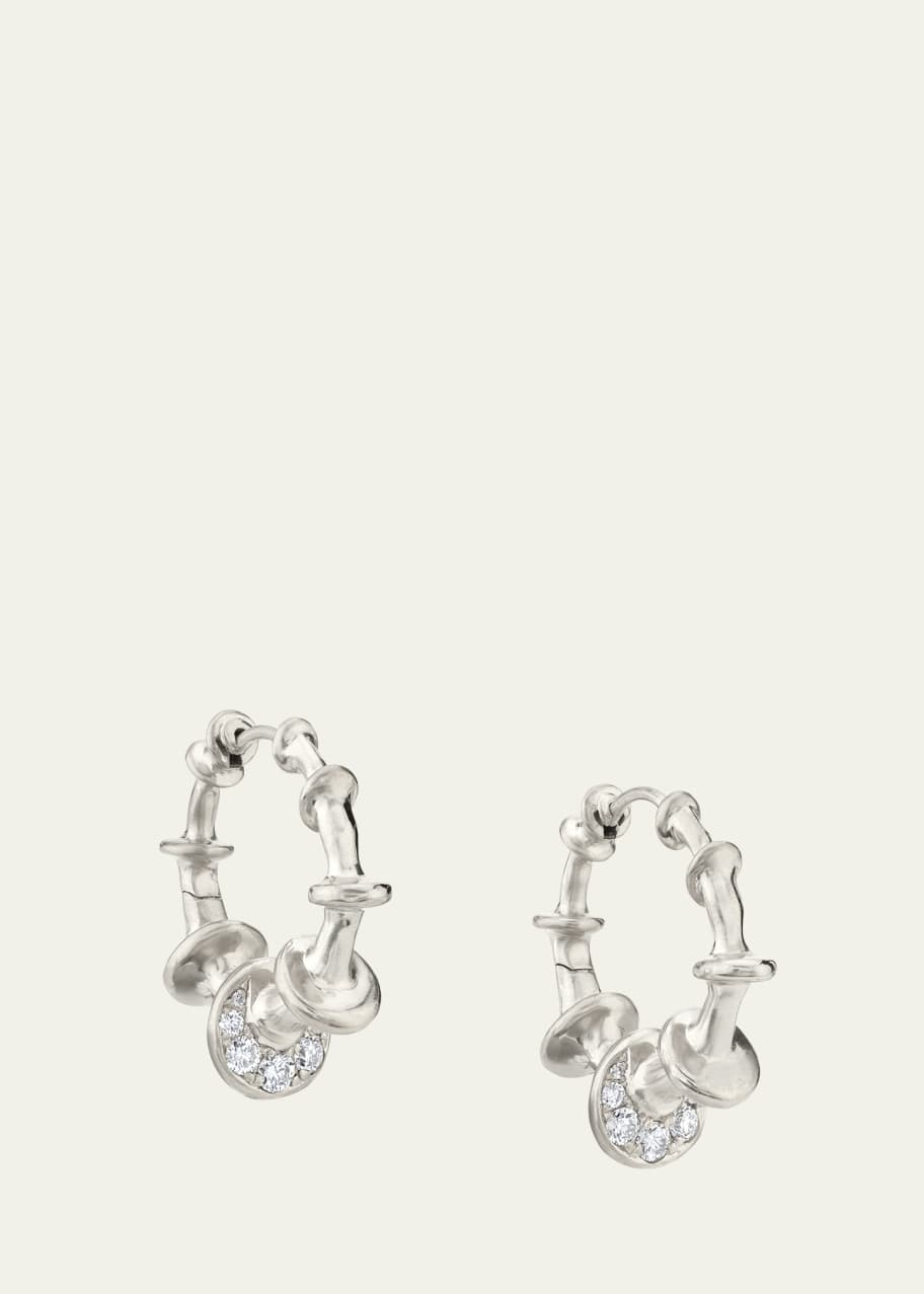 Image 1 of 1: White Gold Chrona Hoop Earrings with Diamonds