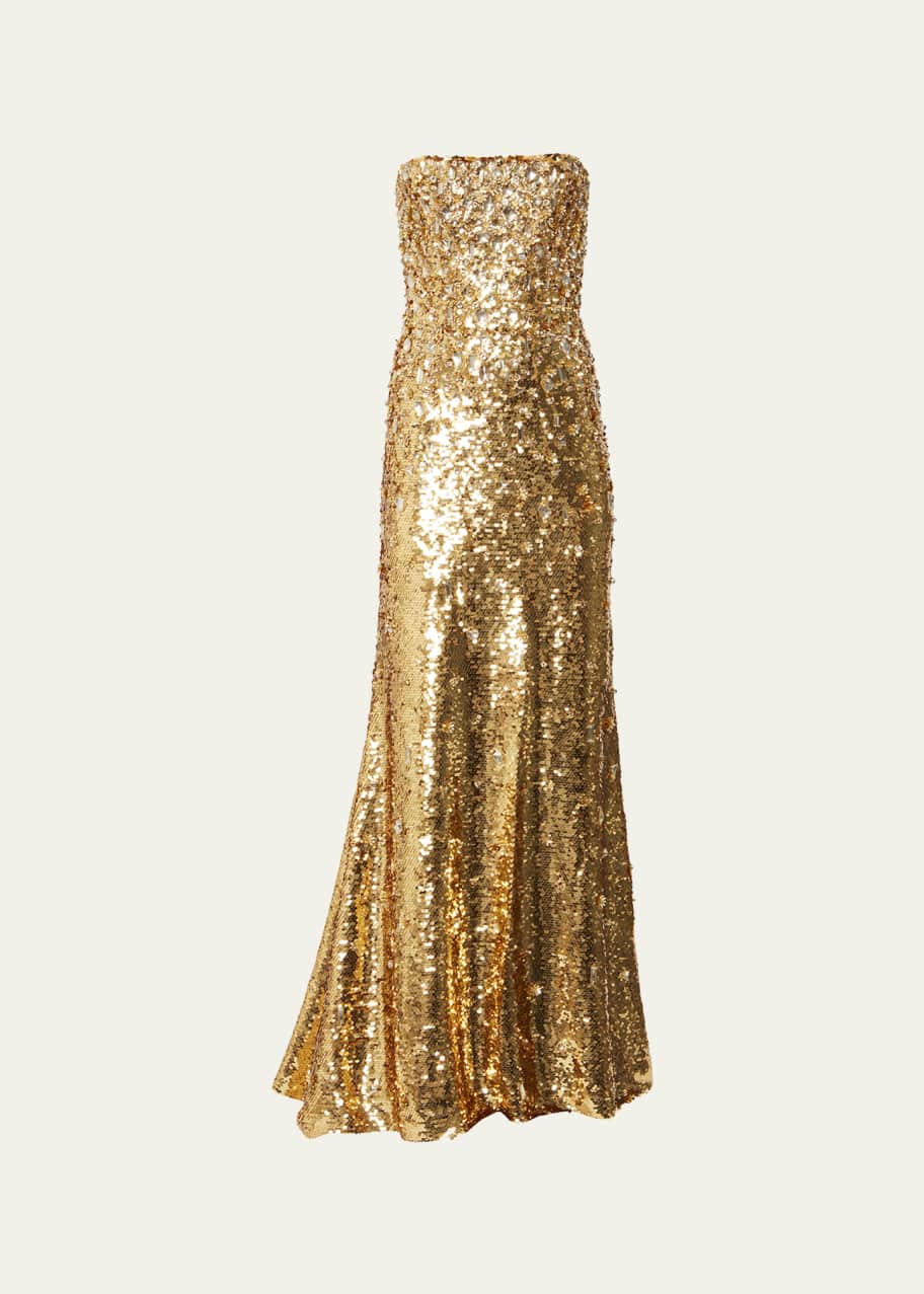 Carolina Herrera Embellished Sequin Strapless Column Gown - Bergdorf Goodman