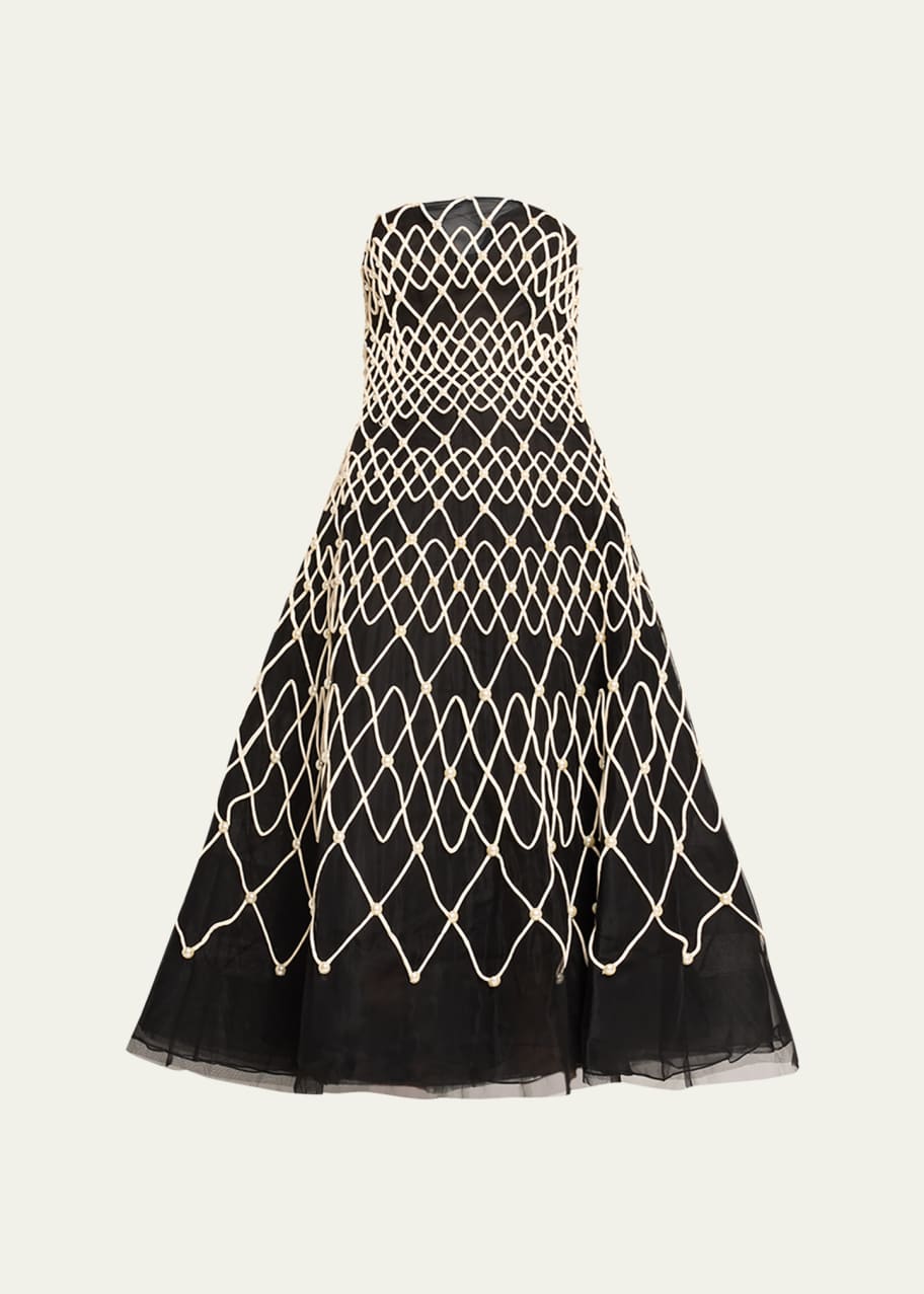 carolina herrera embroidered dress Carolina Herrera Embroidered Mini Shift Dress with Ruffle Sleeves main image 1