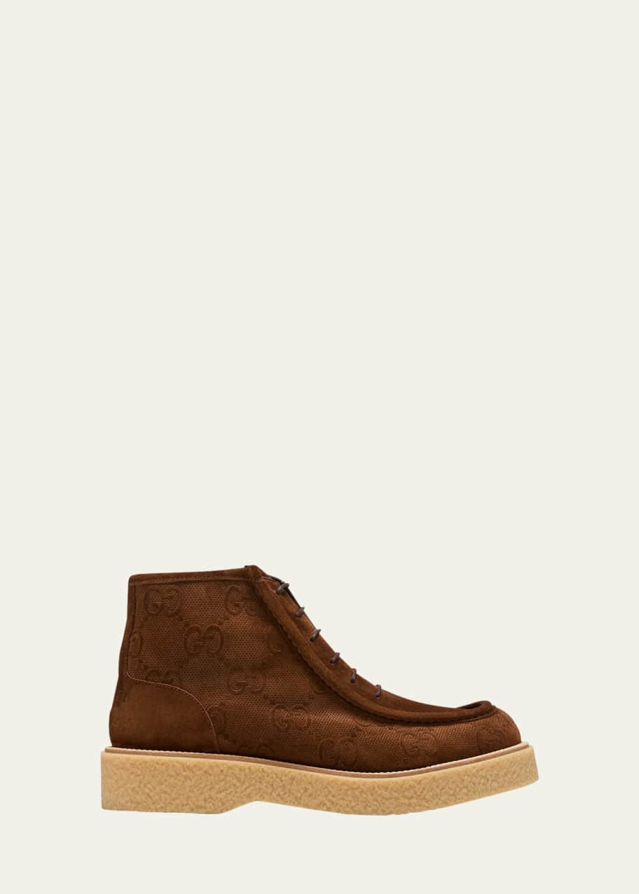 Gucci Men's Menen GG Suede Lace-Up Boots - Bergdorf Goodman
