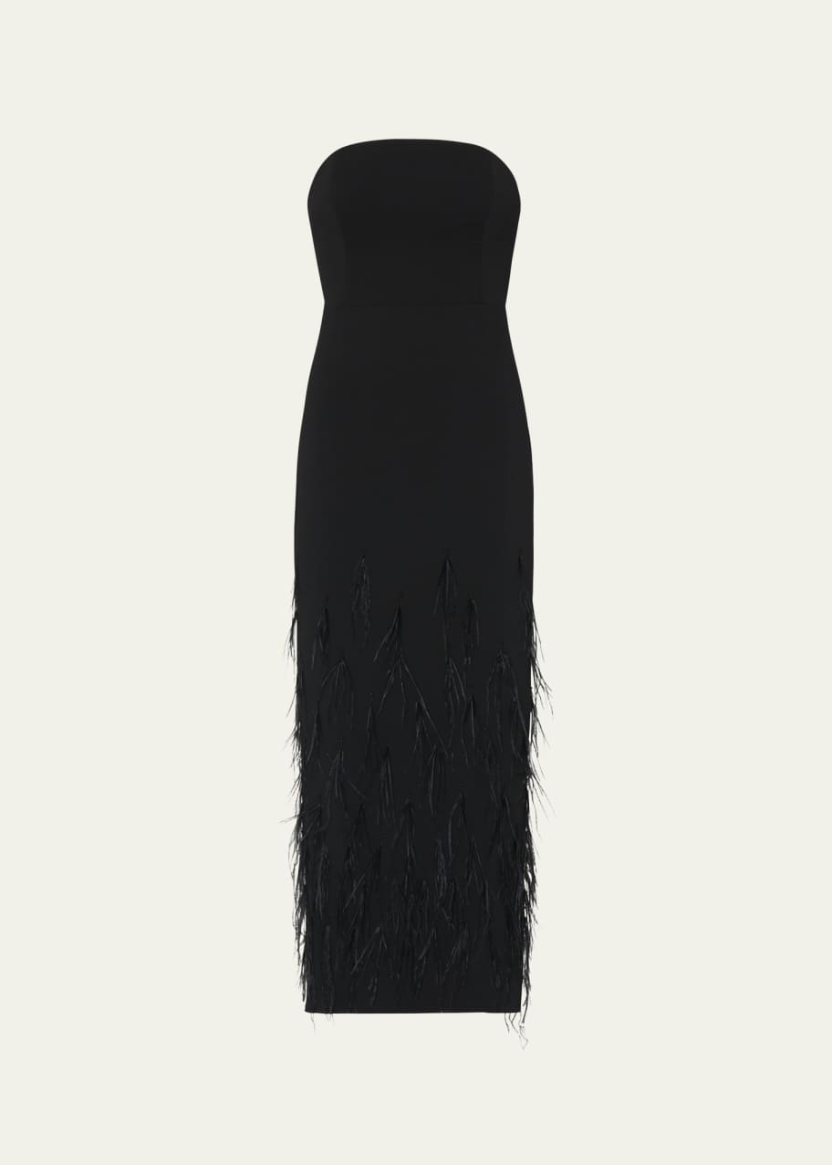 knee length dresses for ladies Buy Black midi length dress with ostrich feather detailing