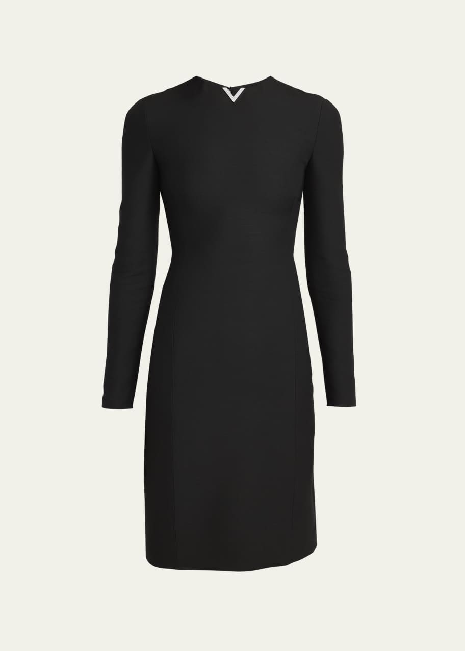 Valentino Garavani V Detail Long-Sleeve Mini Shift Dress - Bergdorf Goodman