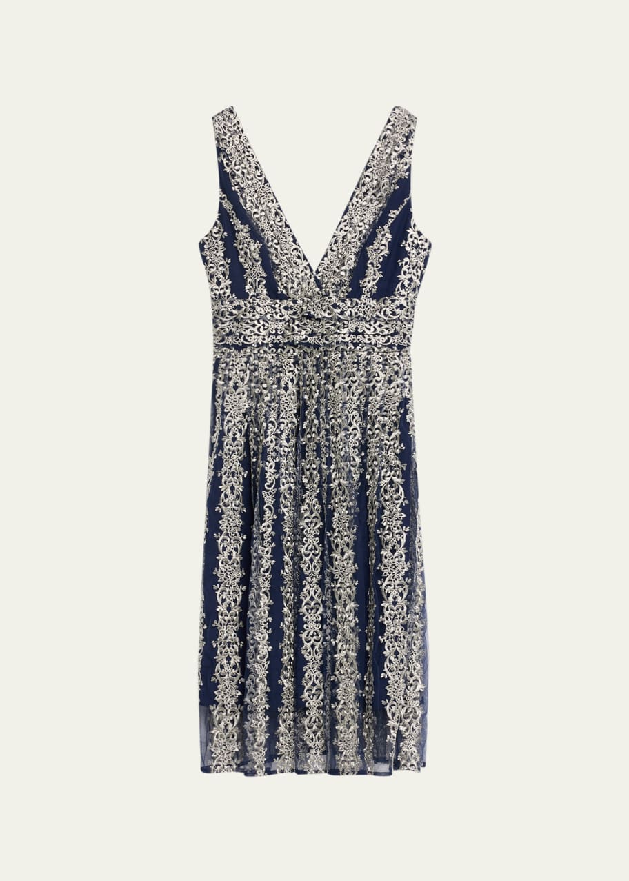 Marchesa notte sleeveless embroidered cocktail dress sales