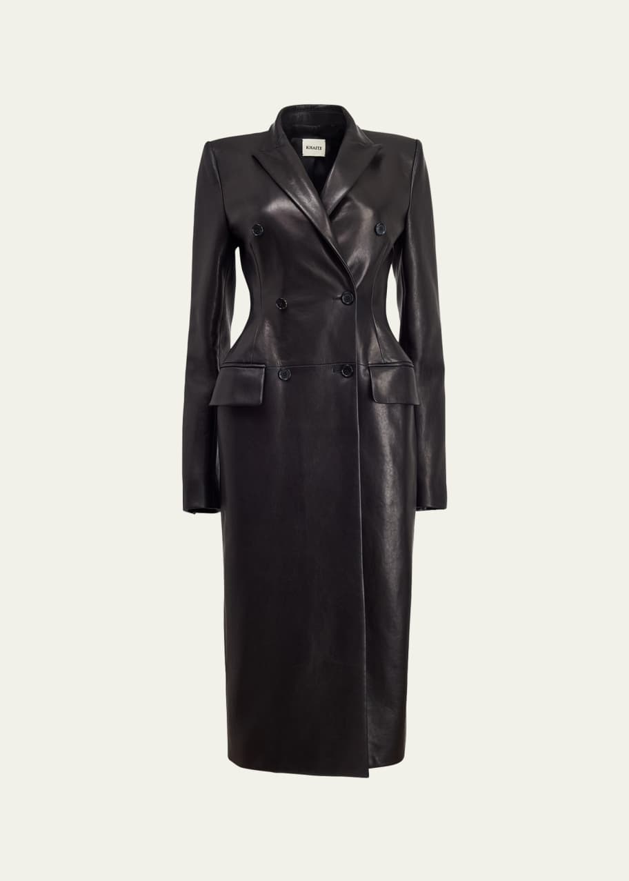 Khaite Carmona Double-Breast Leather Coat - Bergdorf Goodman