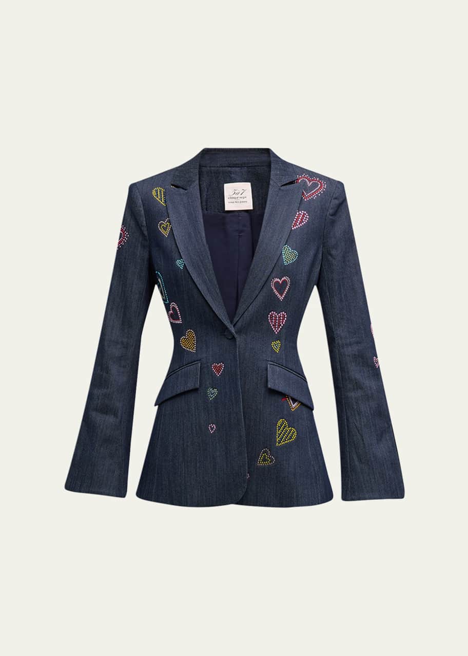 Image 1 of 1: Cheyenne Heart Denim Embroidered Blazer