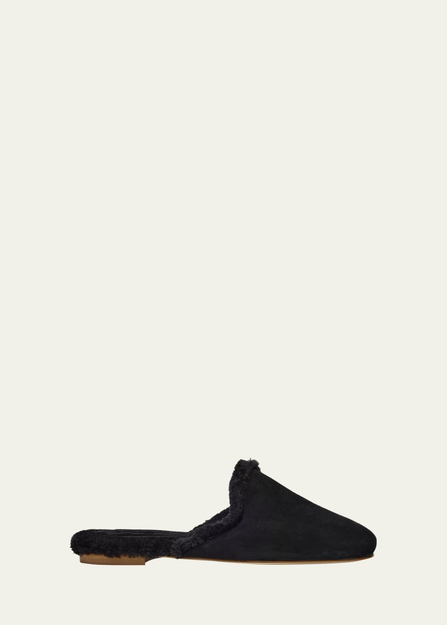 Image 1 of 1: Suede & Faux Fur Slipper