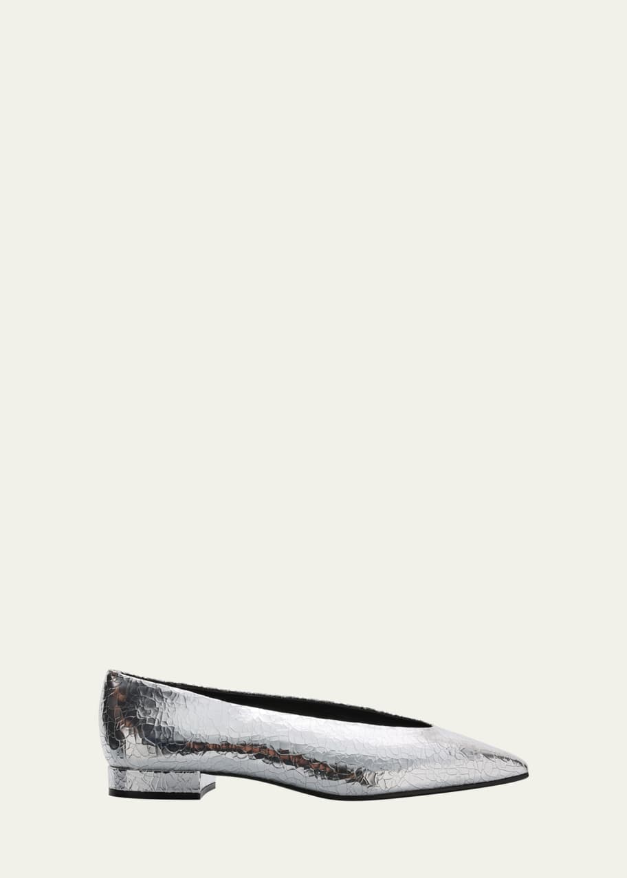 Loro Piana Rebecca Cracked Metallic Ballerina Flats - Bergdorf Goodman